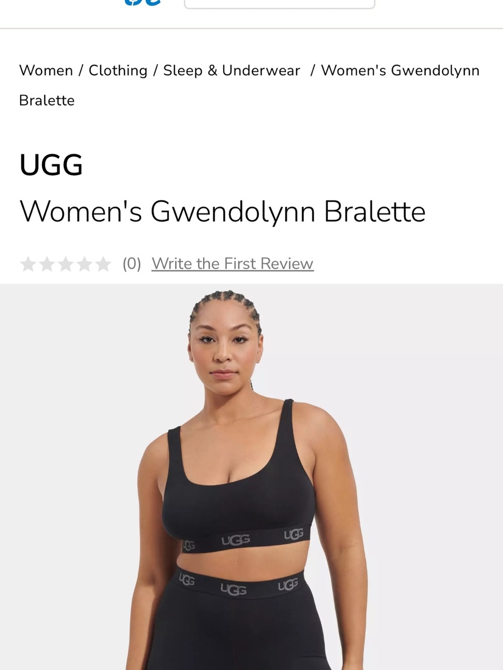 UGG Black Seamless Logo Elastic Sports Bralette